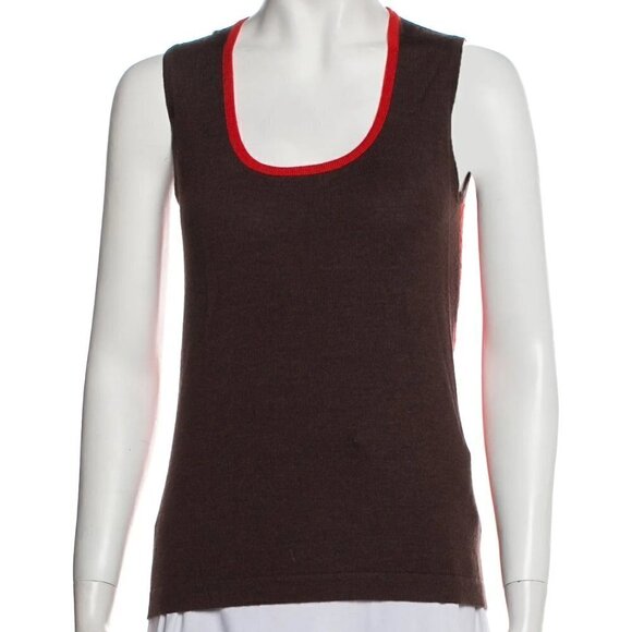 New Carolina Herrera Colorblock Scoop Neck Sleeveless Knitted Vest Sweater Small - Picture 4 of 12